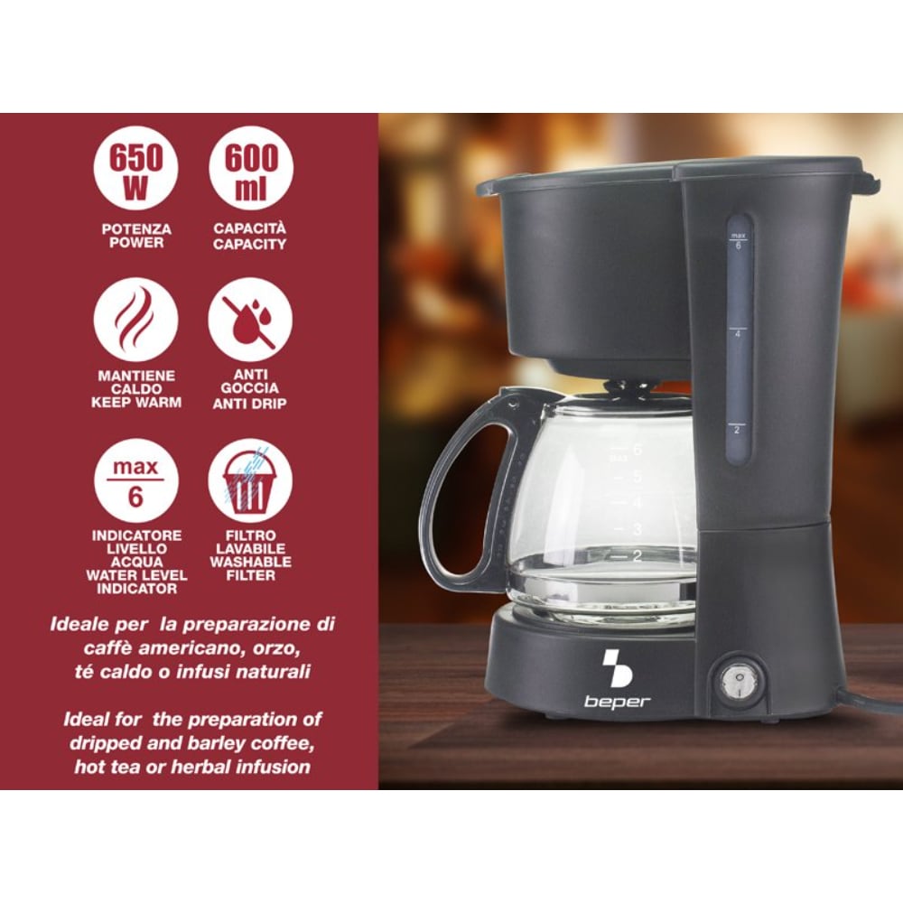 Beper Drip Coffee and Barley Machine 600ML