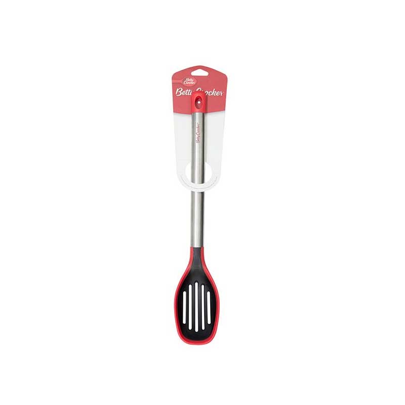 Betty Crocker Silicone Slotted Spoon – Stainless Steel Handle
