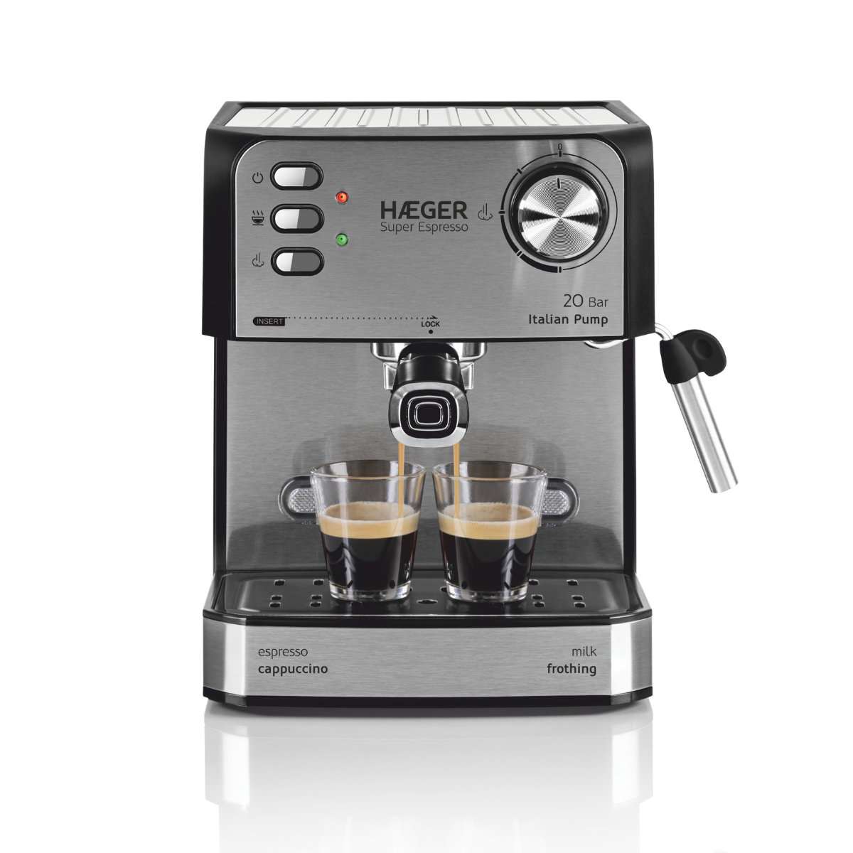 HAEGER Super Espresso Coffee Machine – 850W | 20 Bar Italian Pump