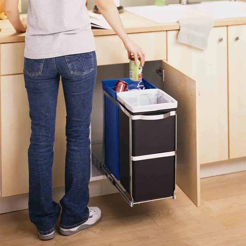 SimpleHuman Pull Out Recycler CW1016 35L Dual Compartment Trash Can