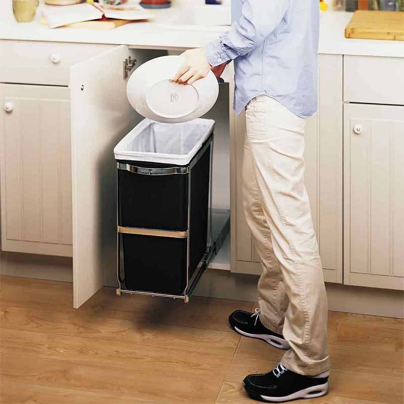 SimpleHuman Pull-Out Bin Polished Steel with Plastic Bucket 30L