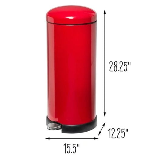 SimpleHuman Round Retro Pedal Bin CW1294 4.5L Red Steel Trash Can