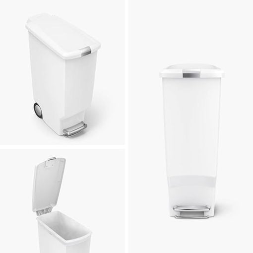 SimpleHuman CW1362 Slim Pedal Bin Plastic 40L  White