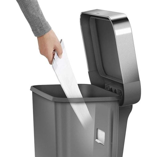 SimpleHuman CW1386CB Rectangular Pedal Bin Plastic Grey 45L