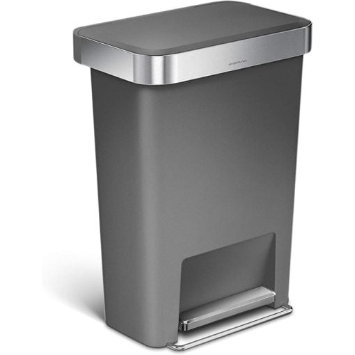 SimpleHuman CW1386CB Rectangular Pedal Bin Plastic Grey 45L