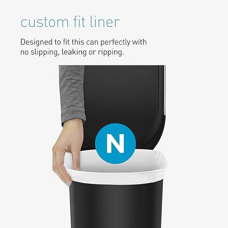 SimpleHuman CW1390 40L Slim Plastic Pedal Bin  Black with Steel Trim