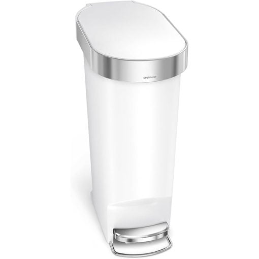 SimpleHuman CW1392 40L Slim Plastic Pedal Bin  White