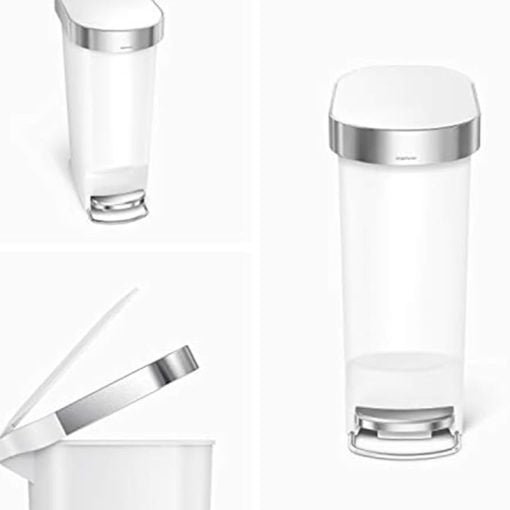 SimpleHuman CW1392 40L Slim Plastic Pedal Bin  White
