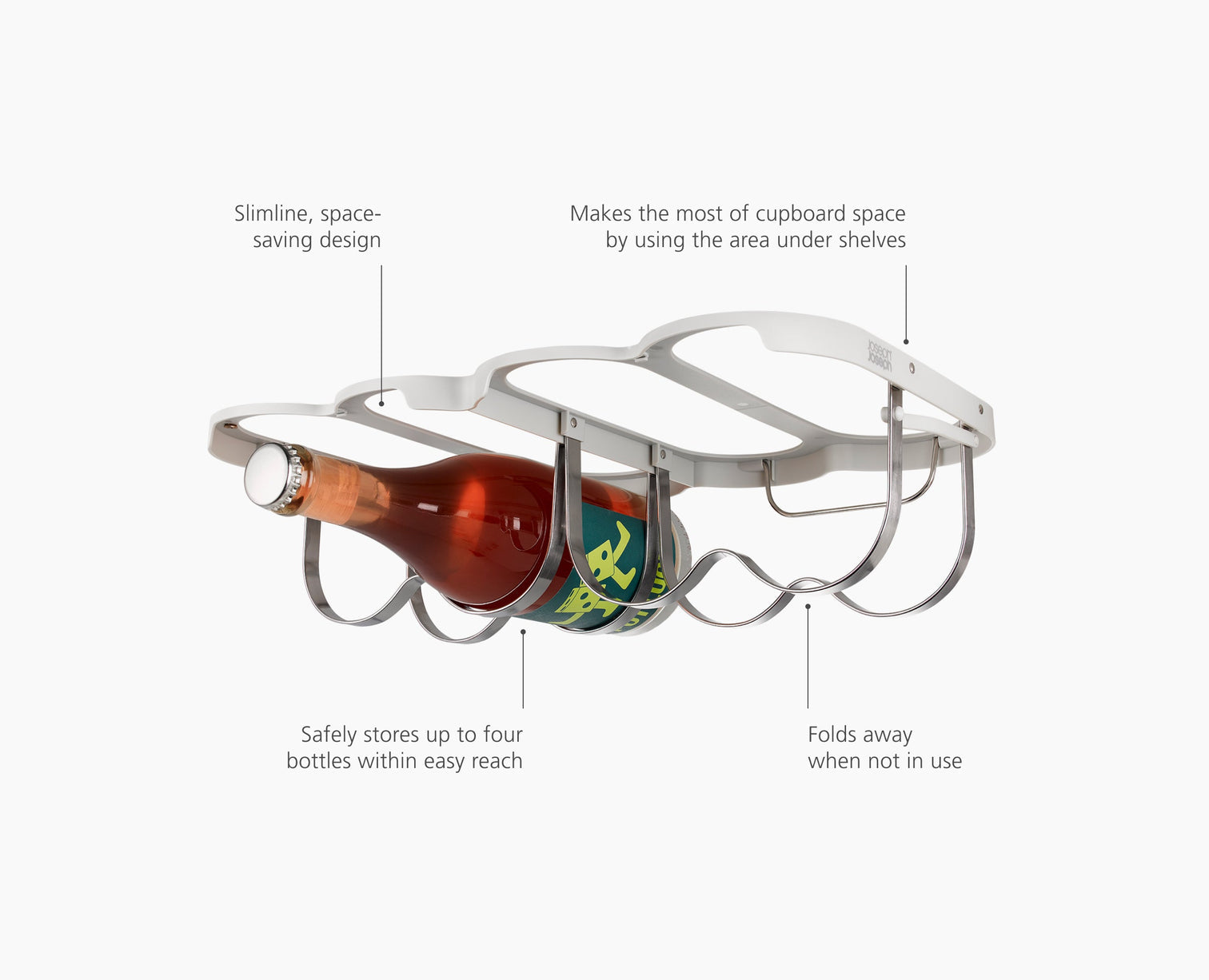 Joseph Joseph Cradle Under Shelf Folding Wine Bottle Rack Stainless