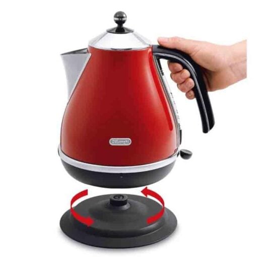 De'Longhi Icona Kettle 1.7L Cordless 3-Level Safety High Gloss Red Metallic