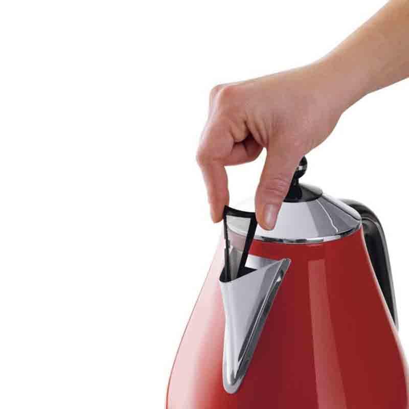 De'Longhi Icona Kettle 1.7L Cordless 3-Level Safety High Gloss Red Metallic
