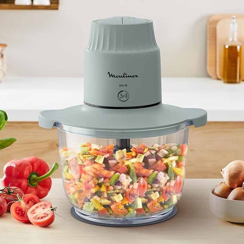 Moulinex DJ603127 Mini Chopper – 500W, 1L Glass Bowl, 2 Speeds, 4 Blades