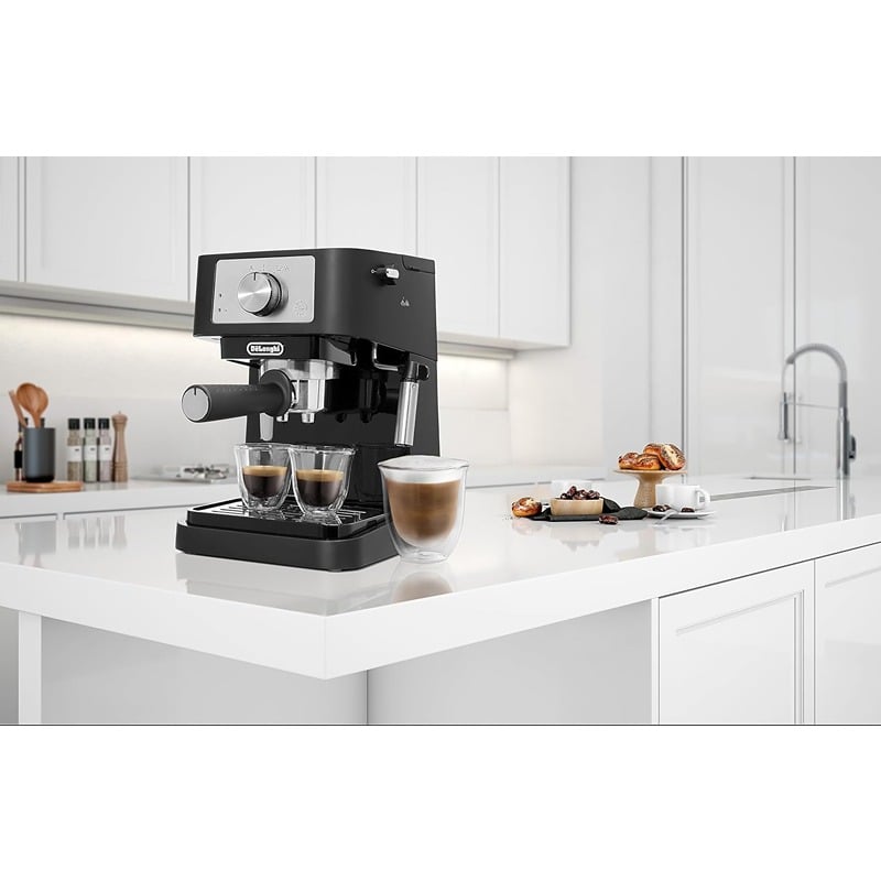 DeLonghi Stilosa Espresso Machine 15 Bar 1100W 1L Manual Frother EC260.BK
