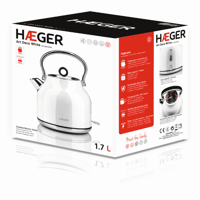 Haeger ART DECO WHITE * Electric kettle - 1.7 L - 2200W