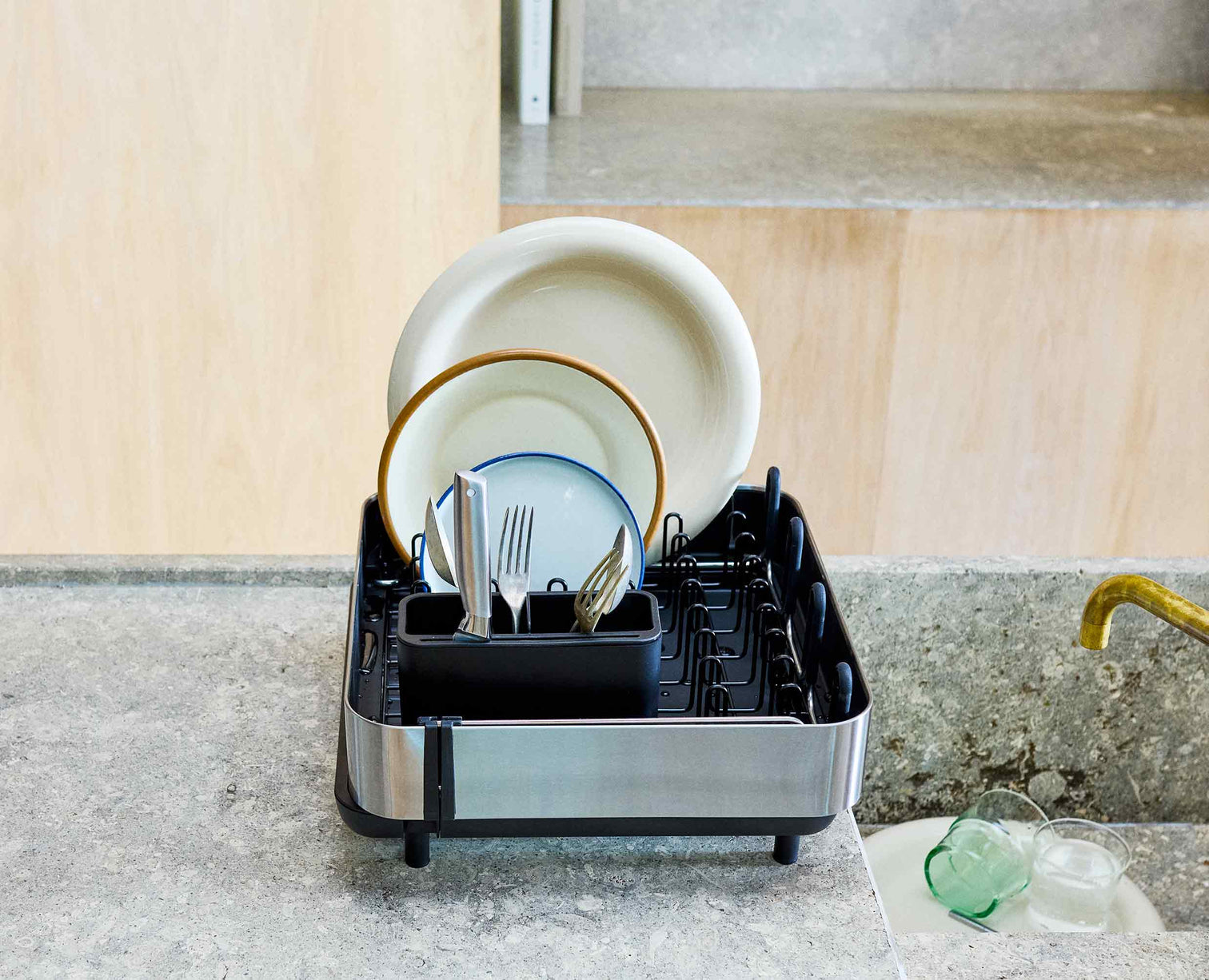 Joseph Joseph Extend Steel Plus Expandable Dish Drainer Black Wine Rack