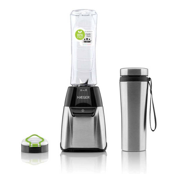 Haeger Sports Inox Mini Blender 600ml 350W Stainless Steel Personal Smoothies