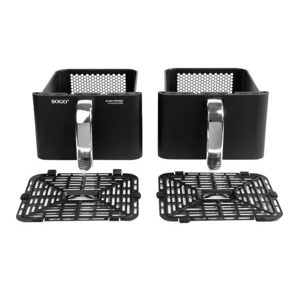 Sogo SS-10930 Dual Basket Air Fryer - 11L Total Capacity - 2460W - Black & Stainless Steel