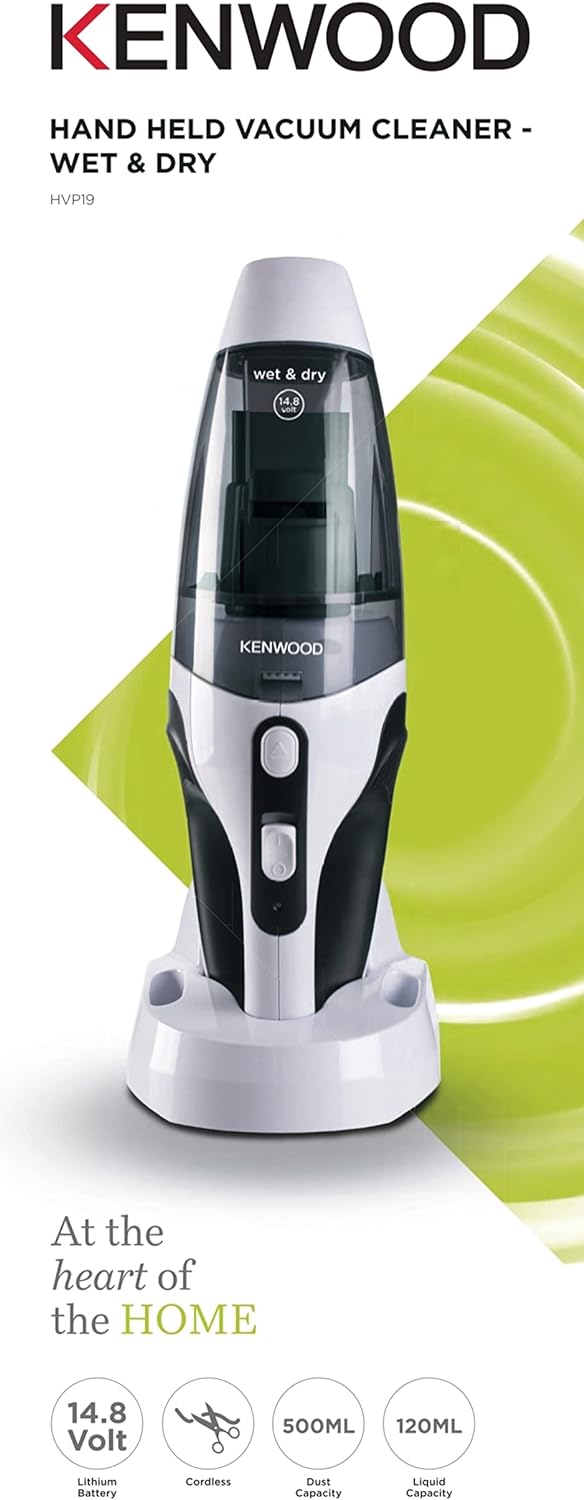 Kenwood Handy Vacuum HVP19 Black/White 14W Wet & Dry Cordless 30 Min Runtime