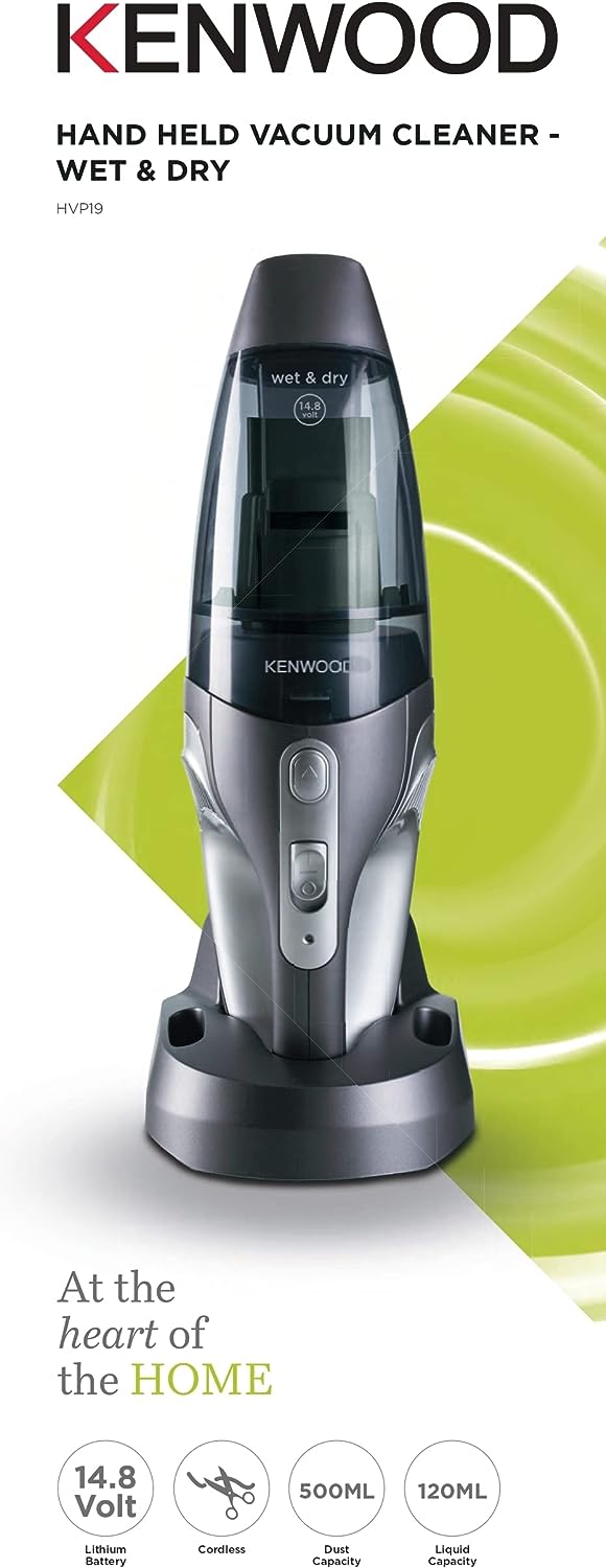 Kenwood Handy Vacuum HVP19 Silver 14W Wet & Dry Cordless 30 Min Runtime