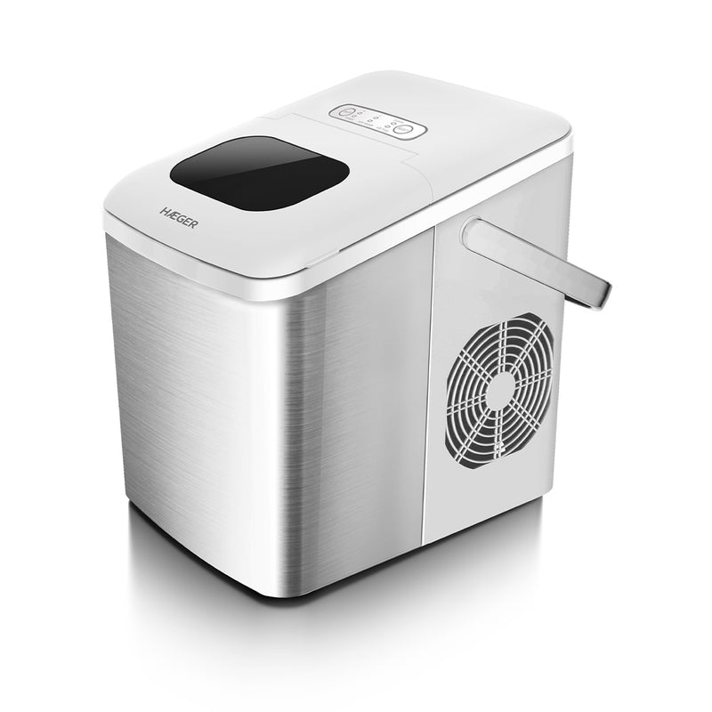 HAEGER Ice Maker Pure Ice Inox – 12kg/24h, Carrying handle