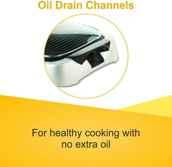 Kenwood Health Grill 2000W Non-Stick Plates Drip Tray Adjustable Hinge Silver