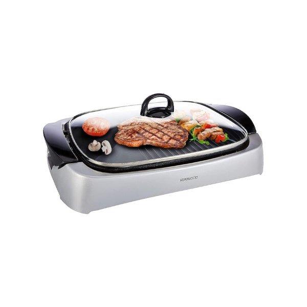 Kenwood Health Grill 2000W Non-Stick Plates Drip Tray Adjustable Hinge Silver