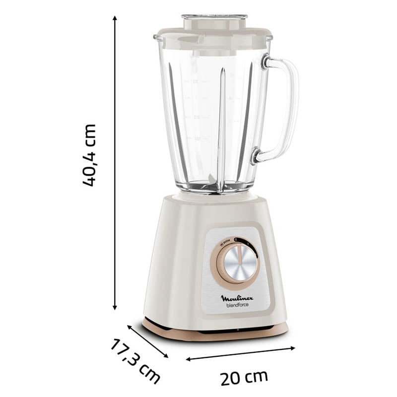 Moulinex LM430A10 Blender Force 2 – 800W, 1.75L Glass Jar