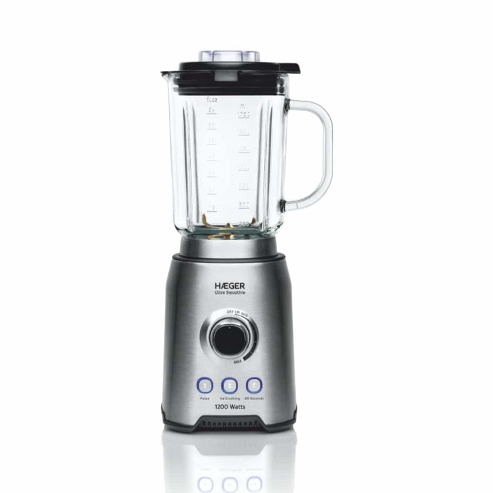 Haeger Ultra Smoothie Blender 1200W 1.75L Glass Jar Titanium Coated Blades BK