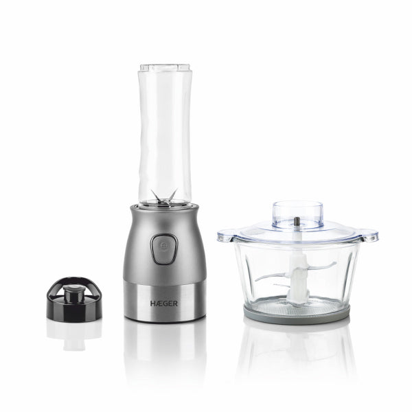 Haeger Perfect Combo 2-in-1 Blender 600ml & 2L Glass Chopper 500W Metal Gear