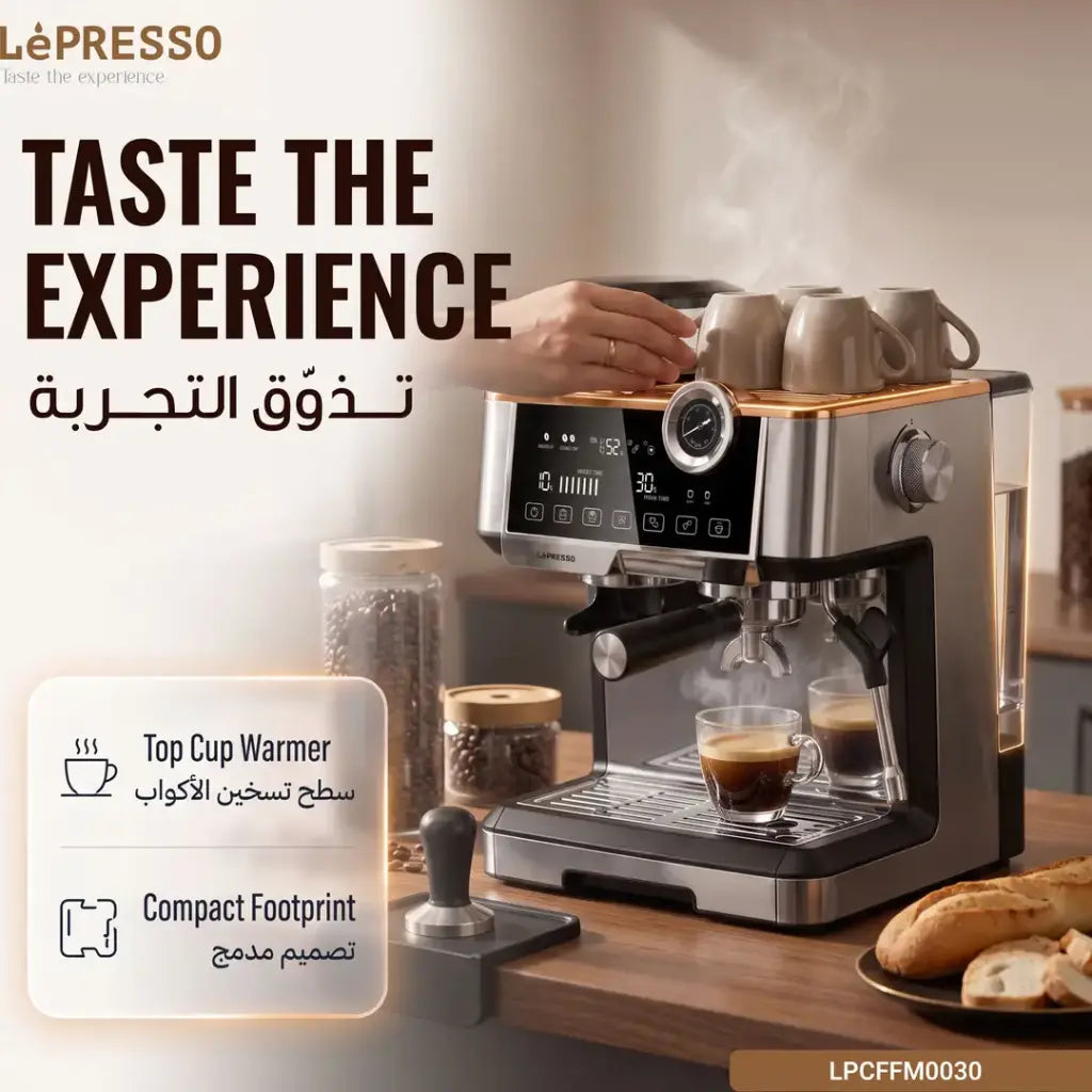 Lepresso Dual Boiler Espresso Machine with Grinder – 19 Bar, 2.8L