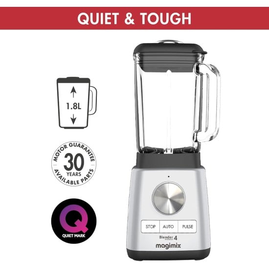 Magimix Power Blender 4 1300W 1.8L Borosilicate Glass Jug Chrome MX800CH