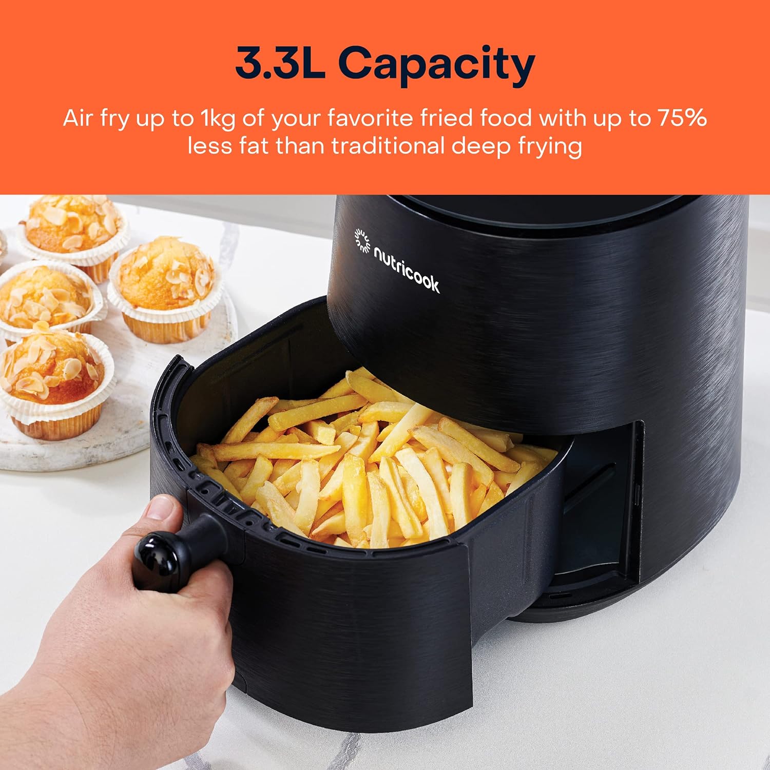 Nutricook Air Fryer Mini 2 NC-AFM033K 1500W 3.3L Digital Cooker Oven Base Bin