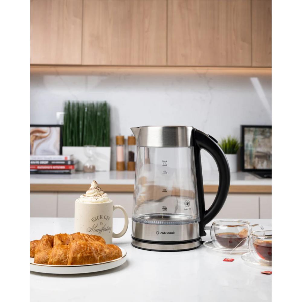 Nutricook Glass Kettle NC-GK100 2200W 1.7L Double Wall Cool Touch Boiler Bin