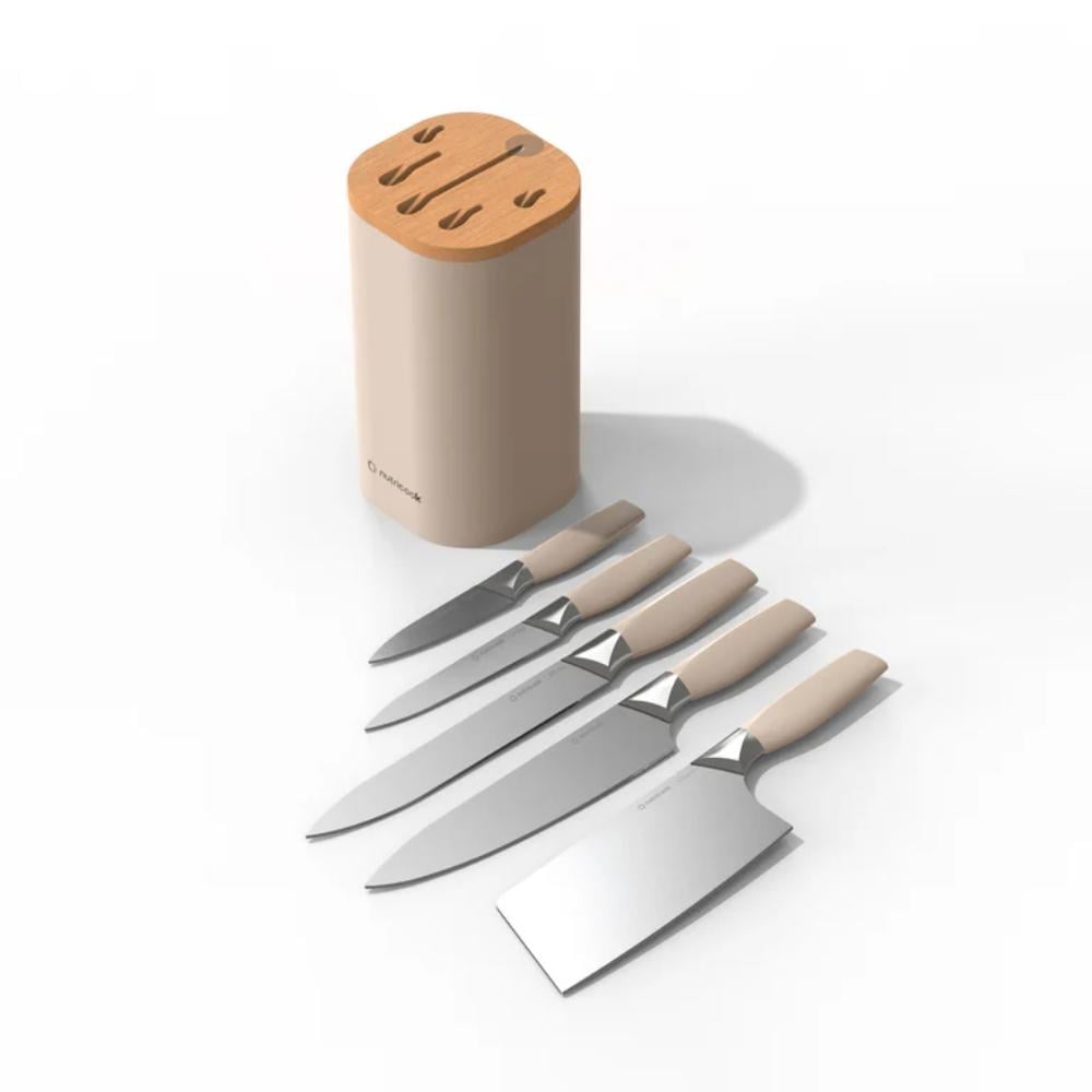 Nutricook Everyday Knife Set NC-KB150BG 6pc Self Sharpening Block Holder Jar