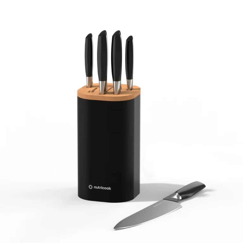 Nutricook Everyday Knife Set NC-KB150BK 6pc Self Sharpening Block Holder Bin