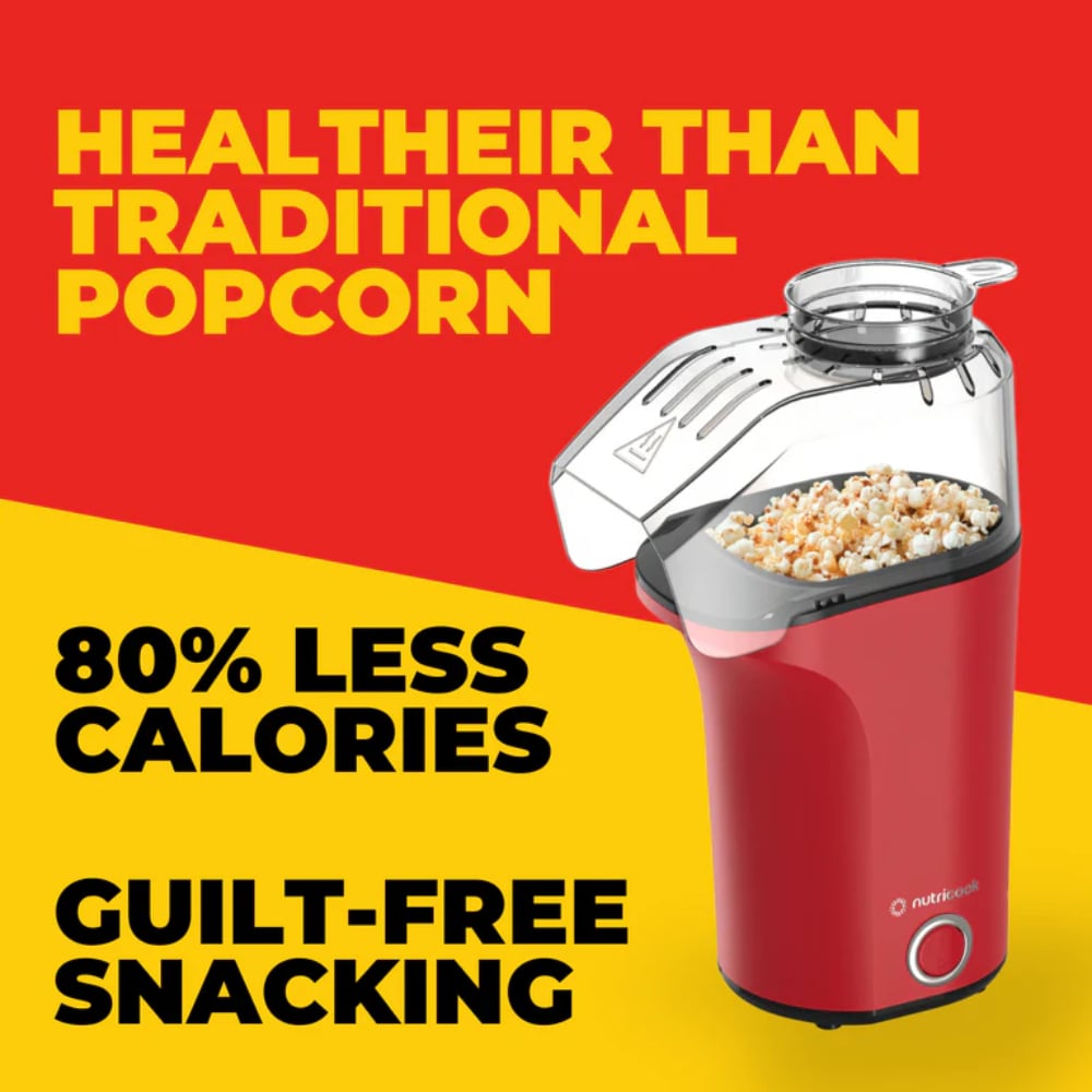 Nutricook Popcorn Maker NCK-PM150R 1200W Hot Air Oil Free Healthy Baker Bin