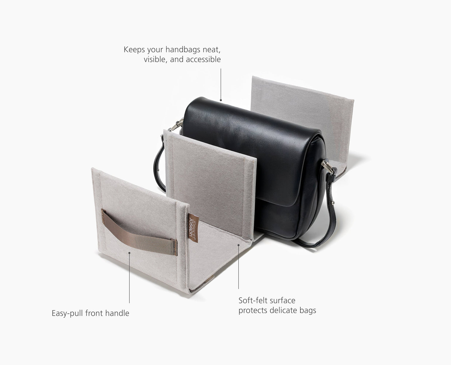 Joseph Joseph Orderly Ecru Wardrobe Handbag Storage Organiser Felt Dividers