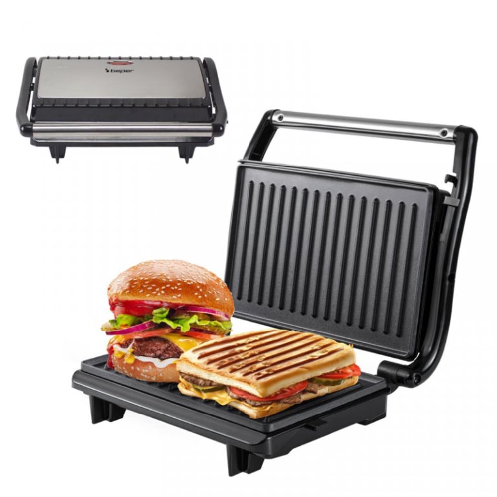Beper Electric Grill, Non Stick Coating, Steel, 800W [Black]