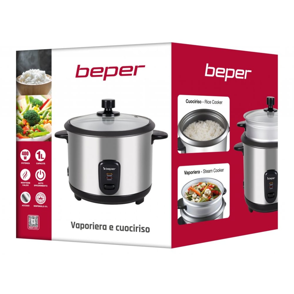 Beper Rice And Steam Rice Cooker And Steamer, 625g Rice, Glass LID – Buy in Lebanon