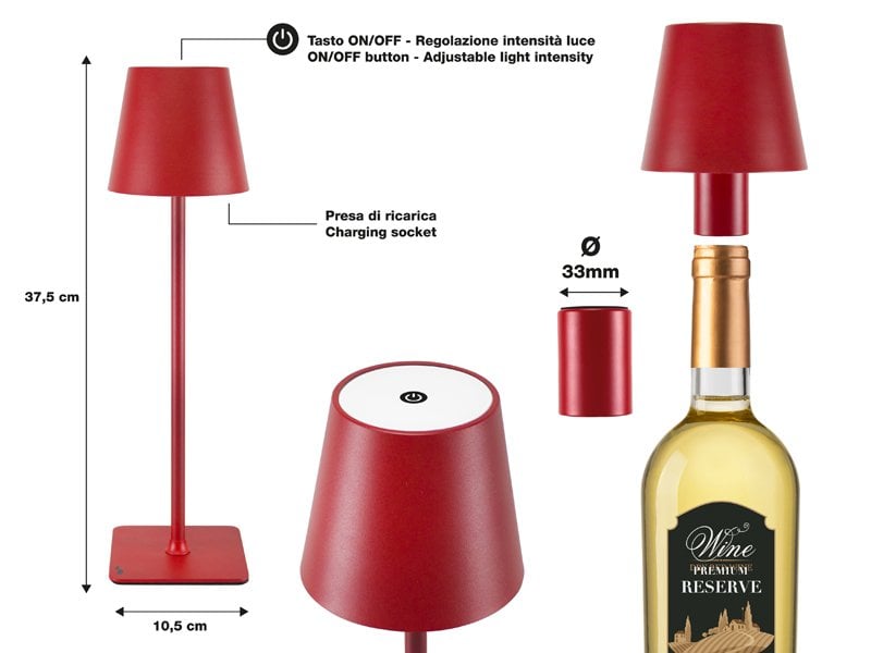 Beper Rechargeable 2IN1 Cristal Table Lamp - Christmas Edition [Red]
