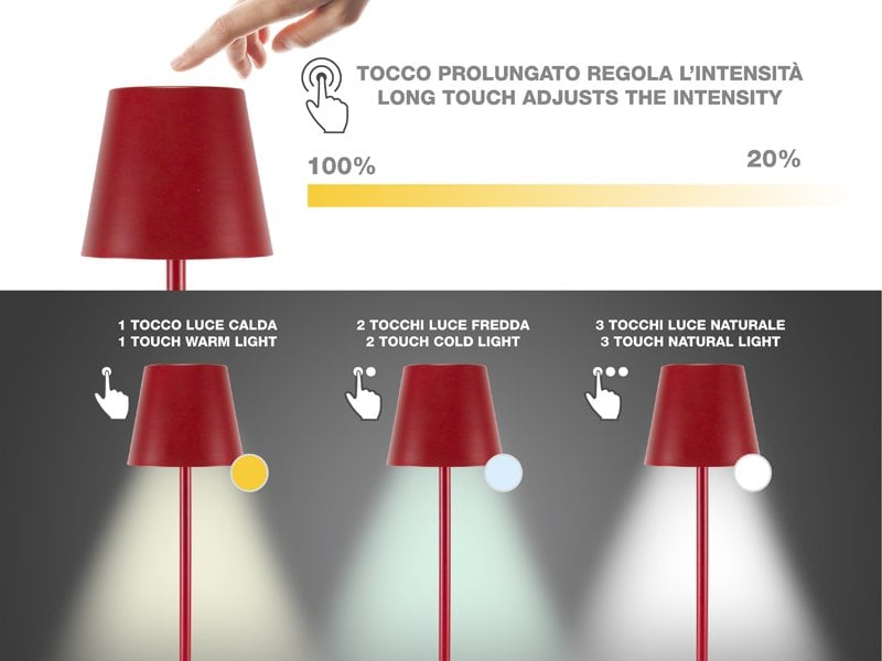 Beper Rechargeable 2IN1 Cristal Table Lamp - Christmas Edition [Red]