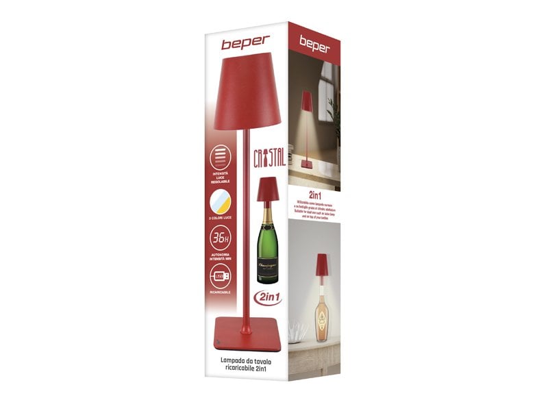 Beper Rechargeable 2IN1 Cristal Table Lamp - Christmas Edition [Red] – Buy in Lebanon