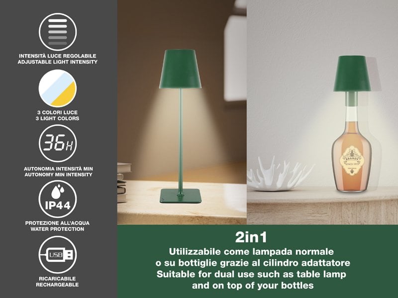 Beper Rechargeable 2IN1 Cristal Table Lamp - Christmas Edition [Dark Green]