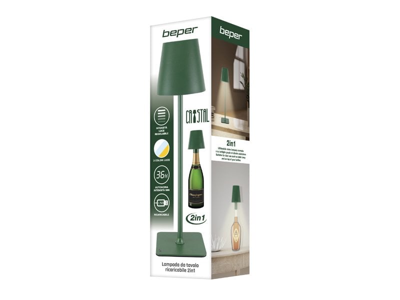 Beper Rechargeable 2IN1 Cristal Table Lamp - Christmas Edition [Dark Green] – Buy in Lebanon