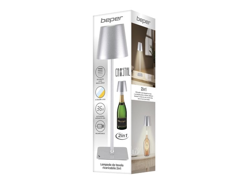 Beper Rechargeable 2IN1 Cristal Table Lamp - Christmas Edition [Grey] – Buy in Lebanon