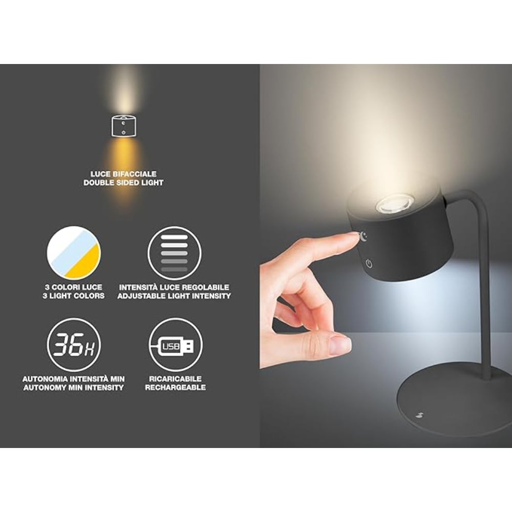 Beper Rechargeable 3In1 Lamp Lumini, Black