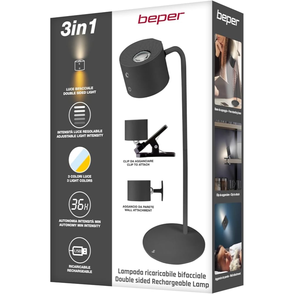 Beper Rechargeable 3In1 Lamp Lumini, Black – Buy in Lebanon