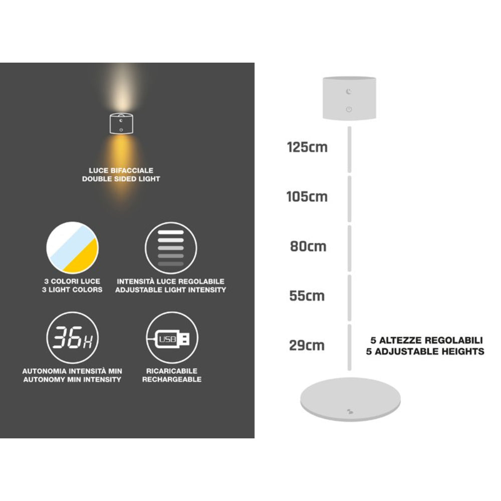 Beper Floor And Table Rechargeable Lamp, Height Adjustable, Wall