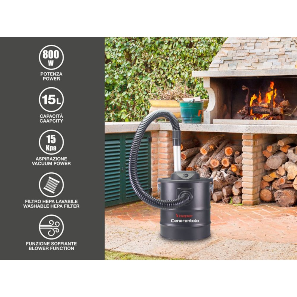 Beper Professional Blower - ASH Vacuum Cleaner 800W, 15L Tank, Hepa