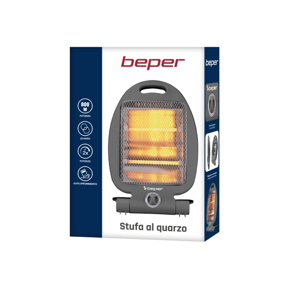 Beper Quartz Heater 400-800W, Fast Heating, 2 Power Levels, 2 Heating